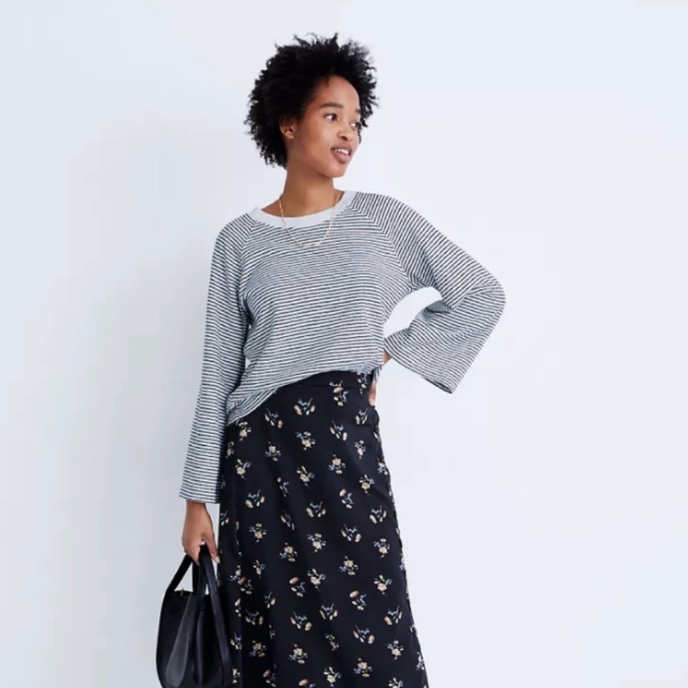 Madewell Terry Raglan Sweatshirt in Stripe size Medium 100% cotton